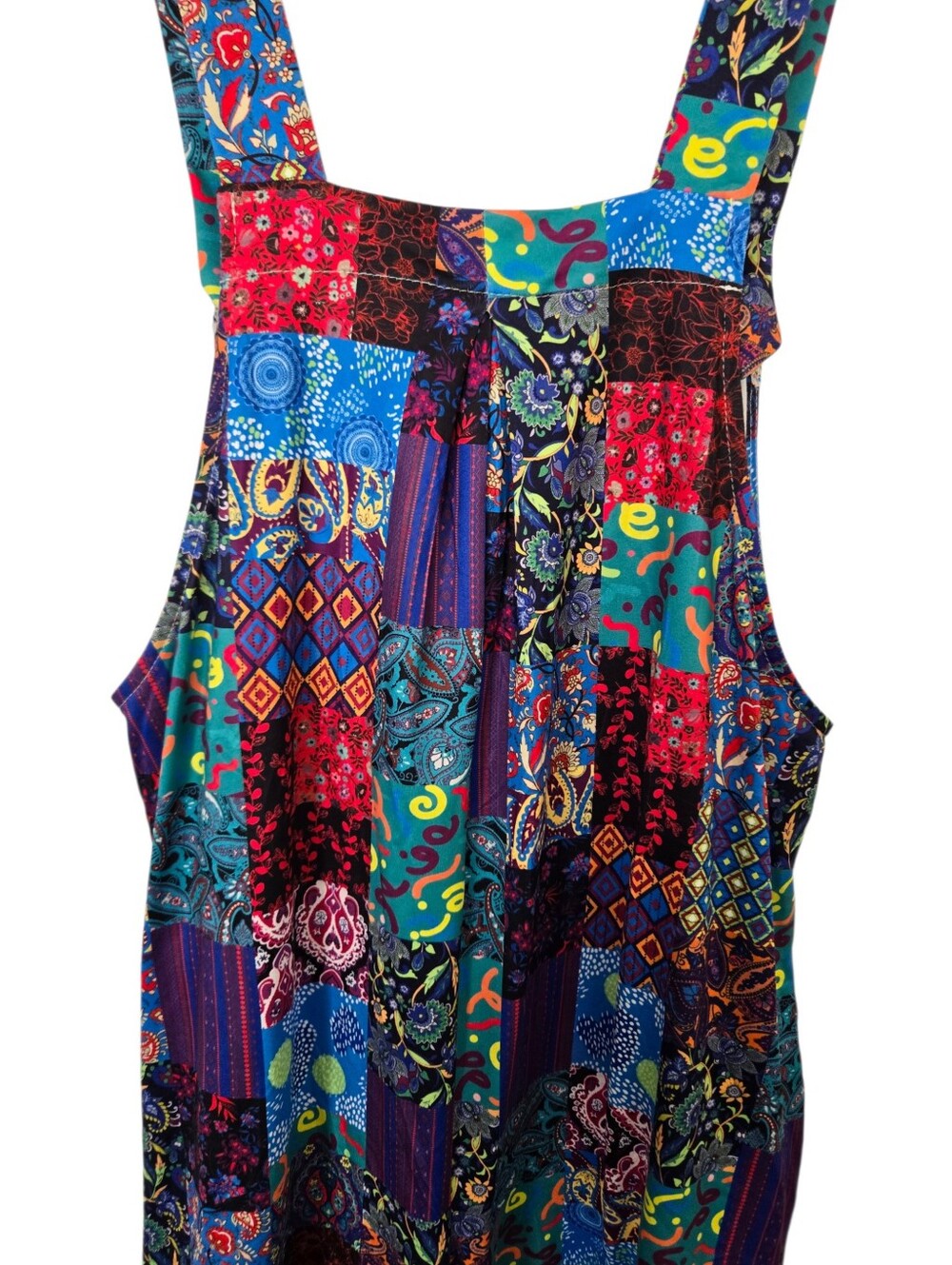 EKOUAER Patchwork Boho Overall Dress Multicolor Pinafore NWT Size M - Picture 9 of 9